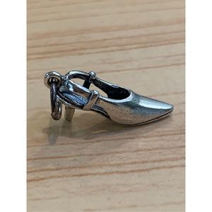 .925 Vintage Sling Back High Heel Shoe Sterling Silver Jewelry Charm